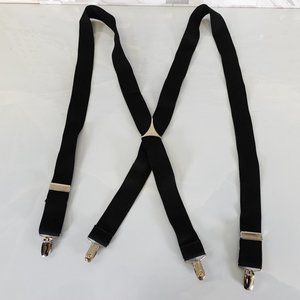 Suspender Mens‎ Black Silver Clip on Adjustable Strap Stretch Solid X Back